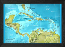 Listing image for Central America Map Framed Wall Art Poster Canvas Print Picture