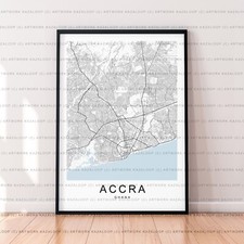 Listing image for Accra Ghana Street Map Poster Unframed Modern Accra Wall Print
