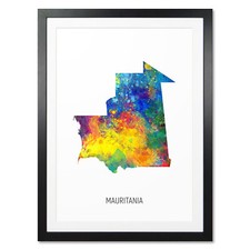 Listing image for Mauritania Map, Poster, Canvas or Framed Print, watercolour painting 10882