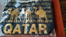 Listing image for Qatar Souvenir Tote Bag, Black And Gold With Rope Handles