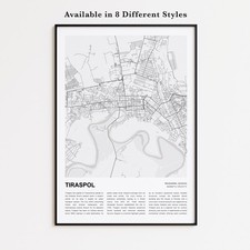 Listing image for Tiraspol City Map Print, Transnistria Travel Poster, Modern Map, Wall Decor Art