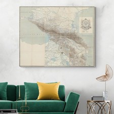 Listing image for 1870 Topographic Map of Caucasus – Mountains, Borders & Russian Empire Print