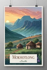 Listing image for Exotic Mokhotlong Lesotho Travel Poster - Picturesque Mountain City Art Print A1