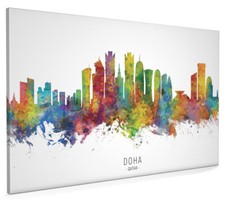 Listing image for Doha Skyline Qatar, Poster, Canvas or Framed Print, watercolour painting 6678
