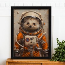 Listing image for Hedgehog The Astronaut Art Print Cute Hedgehog Wall Art Space Explorer Art Print