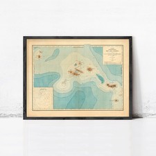 Listing image for Azores Islands Map The Old Map Store 1899 Portuguese Vintage Print or Framed