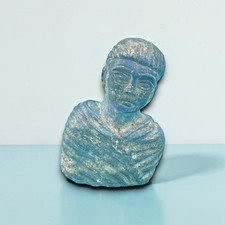 Listing image for Ancient Near Eastern Lapis Lazuli Bust of a Draped Figure | Rare Art Collectible