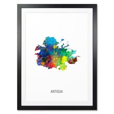 Listing image for Antigua Map, Poster, Canvas or Framed Print, watercolour painting 10770