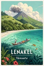 Listing image for Tropical Paradise Lenakel, Vanuatu - Vibrant Travel Poster Art Print A1-A4 Poste