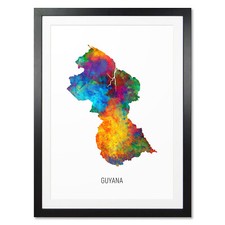 Listing image for Guyana Map, Poster, Canvas or Framed Print, watercolour painting 10844