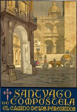 Listing image for TT67 Vintage Santiago De Compostela Spain Spanish Travel Poster A3/A2 Re-print