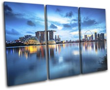 Listing image for Singapore Reflection Night Skyline City TREBLE CANVAS WALL ART Picture Print