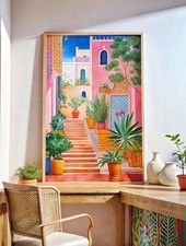 Listing image for Morocco Travel Print Vintage Floral Wall Art Islamic North African A1-A4 Poster