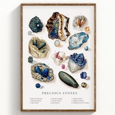 Listing image for Precious Stones Crystals Vintage Art Print 1902 Geology Decor 310gsm Wall Art