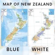 Listing image for NEW ZEALAND MAP TRAVEL POSTER EDUCATIONAL SCHOOL WALL PRINT A5-A1 PRINT