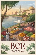 Listing image for Bor, South Sudan - Vibrant African City Travel Poster Art Print A1-A4 Poster Art