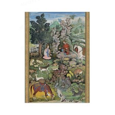Listing image for Mughal Persian Art Print Poster Wall Decor Bahram Gur Dilaram Painting Iran A3