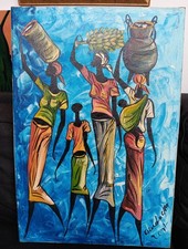 Listing image for Original African Folk Art Mozambique Jafeth Moiane Signed Acrylic Painting