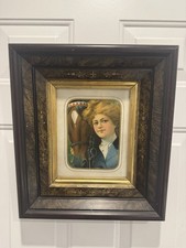Listing image for Antique Edwardian Portrait Print “Lady with Horse” – Original Ornate Frame