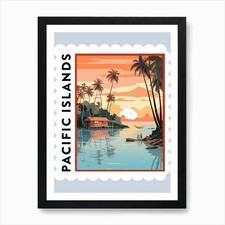 Listing image for Pacific Islands 1 Travel Stamp Post Framed Wall Art Poster Canvas Print Picture
