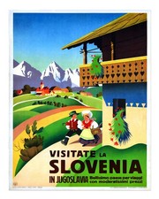 Listing image for Vintage Slovenia Travel Poster Wall Art - Colorful Retro Print
