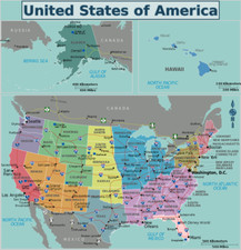 Listing image for Map of the United States Map America Poster Art Print 23 x 24 in PICK LANGUAGE