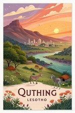 Listing image for Dreamy Quthing Lesotho Travel Poster - Vibrant African Landscape Art Print A1-A4