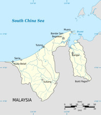 Listing image for Brunei Borneo Pacific Country Political Wall Equirectangular Map Poster Print