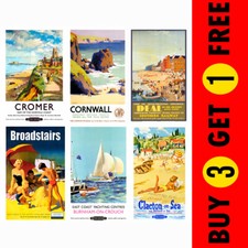 Listing image for VINTAGE RETRO HOLIDAY TRAVEL RAILWAY POSTERS CITY COUNTRY PHOTO PRINT WALL ART!