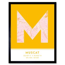 Listing image for Muscat Oman City Map Typography Framed Wall Art Print 12x16 In