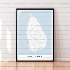 Listing image for Sri Lanka Map Poster Print Unframed Sri Lanka Map Print Island Wall Art Decor