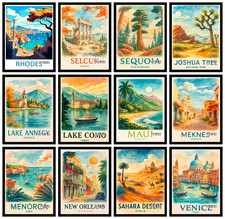 Listing image for Metropolitan City Travel Poster | Modern Skyline Wall Art Print | Home & Office