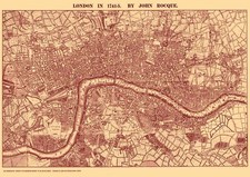 Listing image for Map of London 1741 POSTER PRINT A1John Rocque Cartography Vintage Wall Art Deco