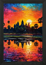 Listing image for Angkor Wat Sunset Framed Wall Art Poster Canvas Print Picture