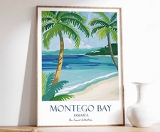 Listing image for 4 Montego Bay Print, Montego Bay Travel Poster, Jamaica Travel Poster, Caribbean