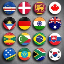 Listing image for WORLD FLAGS PIN BADGES 1 inch / 25mm - Pins Buttons Countries Nations