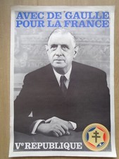 Listing image for Vintage Political Poster WITH DE GAULLE FOR FRANCE 1967 May 68