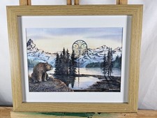 Listing image for SUE COLEMAN “BEAR AT MALIGNE LAKE” CANADIAN ART PRINT PACIFIC ART WILDLIFE