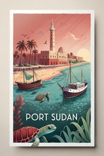 Listing image for Majestic Port Sudan - Red Sea Coast Vibes Travel Poster Art Print
