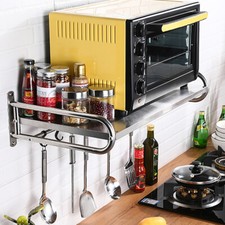 Listing image for UK Wall-Mounted Microwave Oven Rack Stand Kitchen Office Pantry Organizer Shelf!