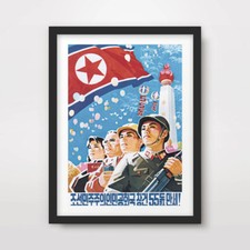 Listing image for NORTH KOREAN KOREA PROPAGANDA POSTER Art Print Pyongyang Military Parade DPRK