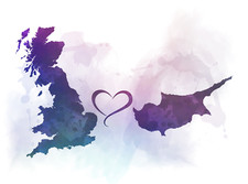 Listing image for Britain to Cyprus Connecting Map Two Countries ART PRINT Travel, Gift