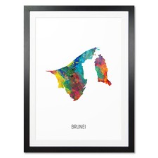 Listing image for Brunei Map, Poster, Canvas or Framed Print, watercolour painting 10794