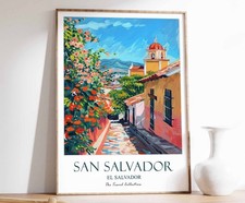Listing image for 4 San Salvador Print, San Salvador Travel Poster, El Salvador Travel Poster, Car