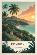 Listing image for Exotic Fomboni Comoros Island Travel Poster - Tropical Paradise Art Print A1-A4