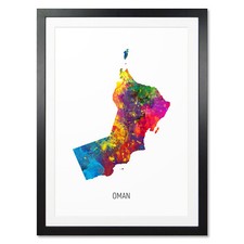 Listing image for Oman Map, Poster, Canvas or Framed Print, watercolour painting 10905