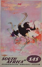Listing image for Original SAS Airlines South Africa Poster Otto Nielsen (1916-2000) c. 1959