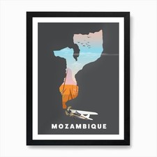 Listing image for Mozambique Travel map Art Print Framed Wall Art Poster Canvas Print Picture