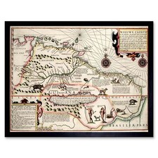 Listing image for Map Antique Guyana Caribbean South America 12X16 Inch Framed Art Print