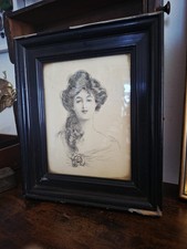 Listing image for Antique Gibson Girl Print Charles Dana Gibson Portrait Framed Edwardian Art 1900